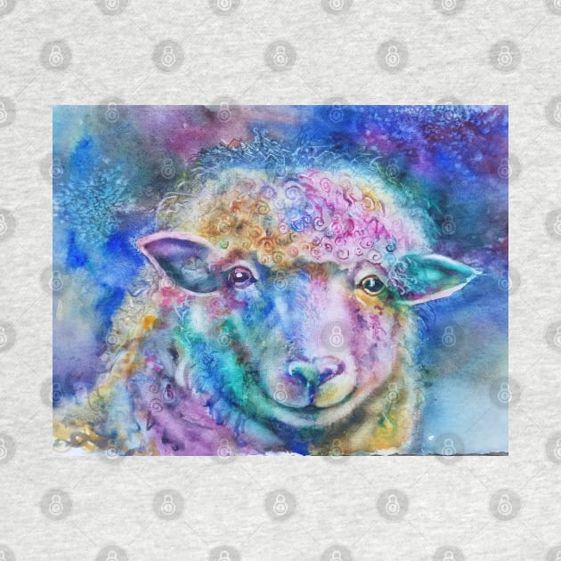 Whimsical Watercolor Sheep by CunninghamWatercolors
